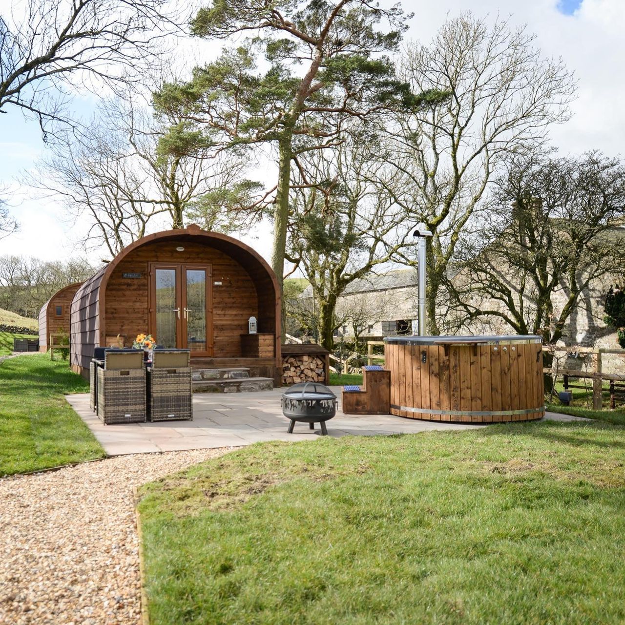 The Pods by the Stream at Flakebridge Farm