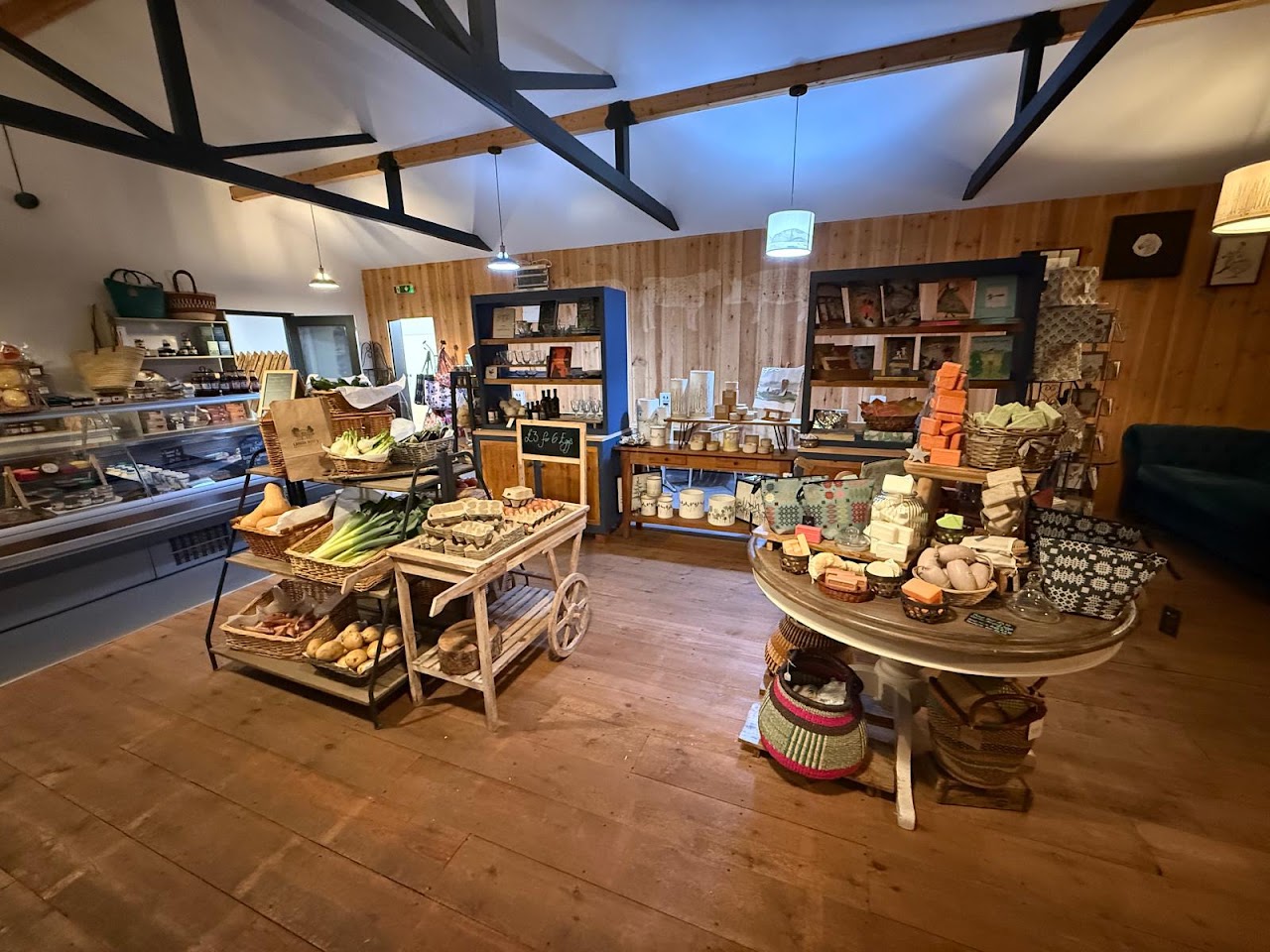 Larch barn kitchen and Farmshop